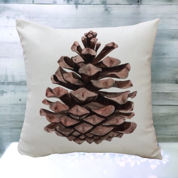 Pillow Cover Pinecone Nature Natural Decorative Zipper Closure Square 18 X 18 in - Picture 8 of 15